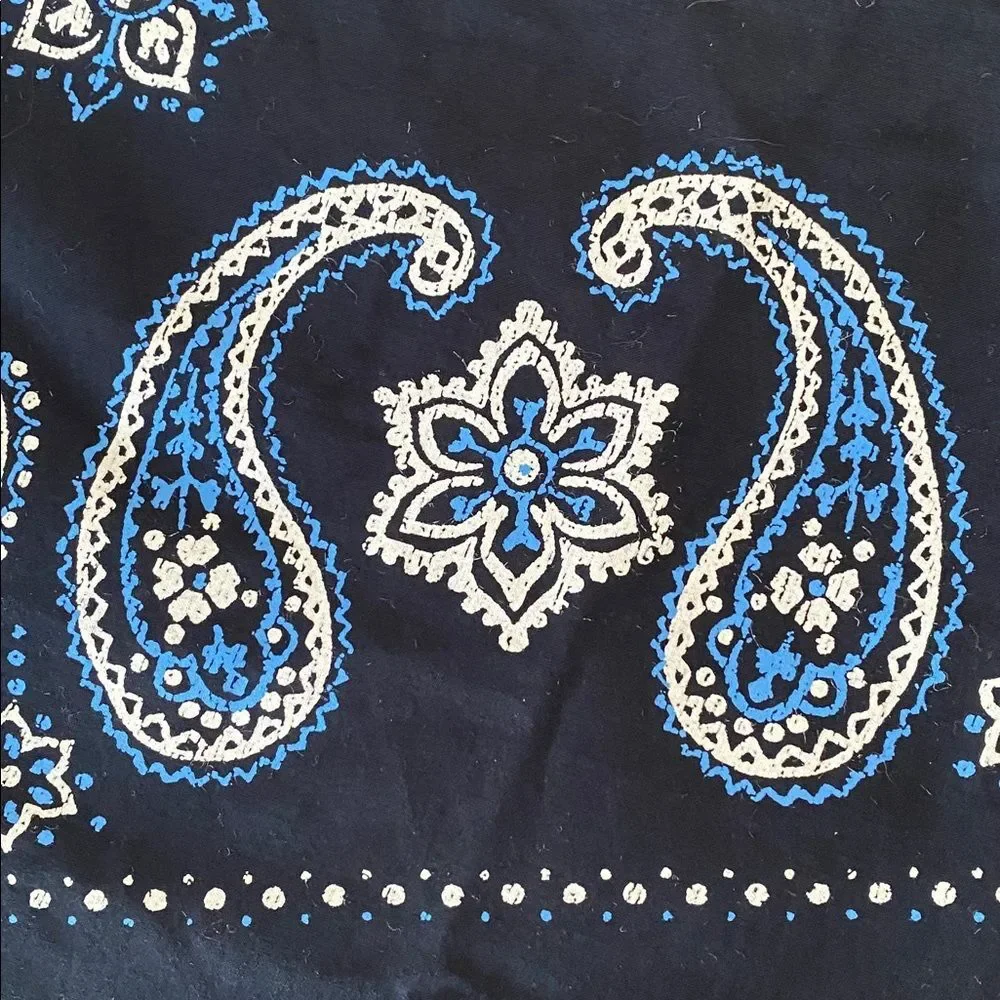 American Eagle Navy Blue Paisley Triangle Bandana / Sarong /Top Tassels Vacation